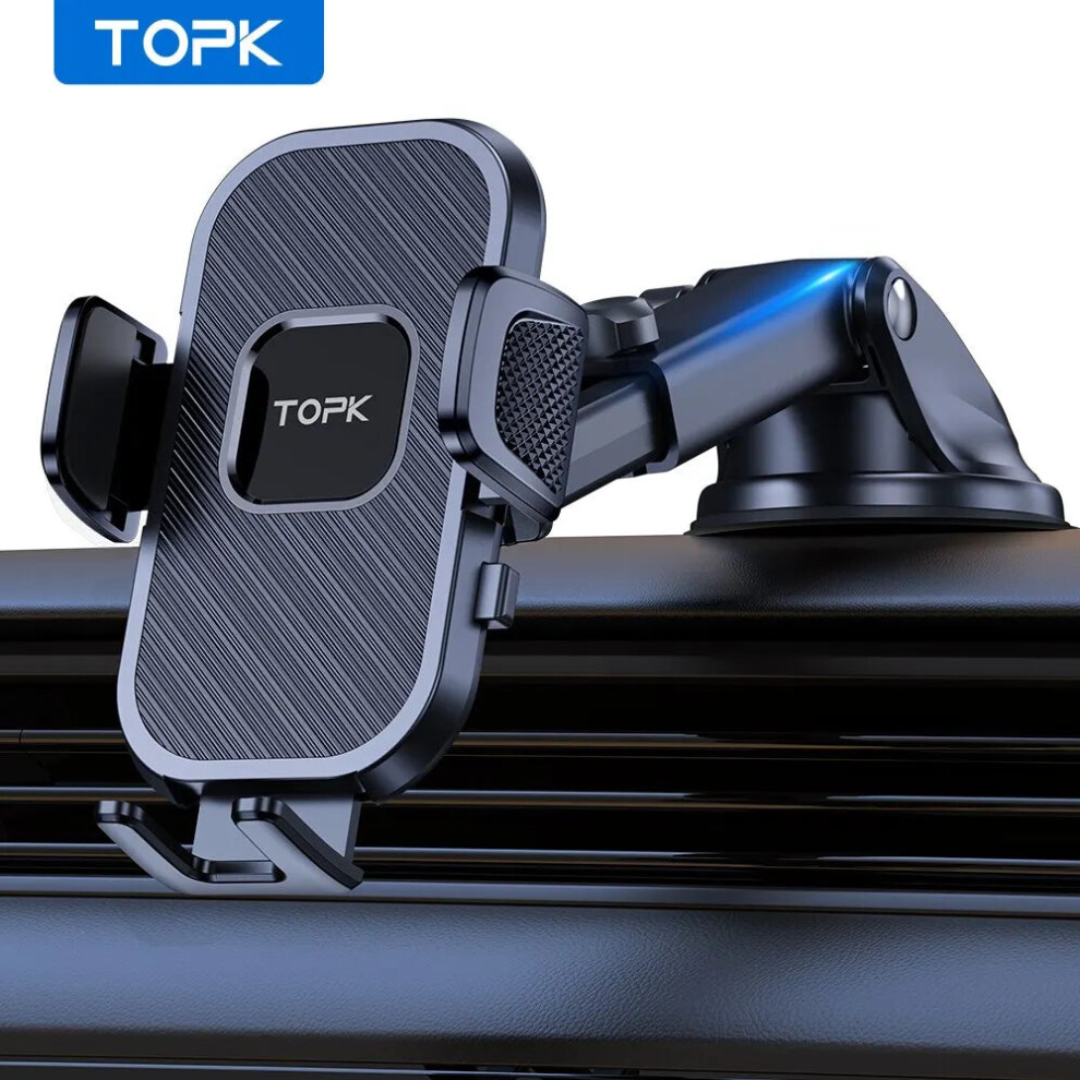 (Windshield Dashboard) Topk Car Phone Holder Gravity Stand For Iphone Xiaomi Samsung Car Mobile Support For Dashboard Windshield Air Vent Phone Mount 8253301115214