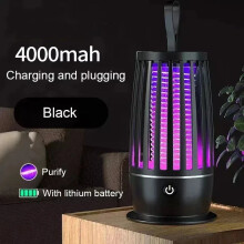 (Black Rechargeable) Lenovo Mosquito Trap Lamp Night Light USB Rechargeable Radiation-Free Insect Repeller for Home Garden Patio Outdoor Indoor Use
