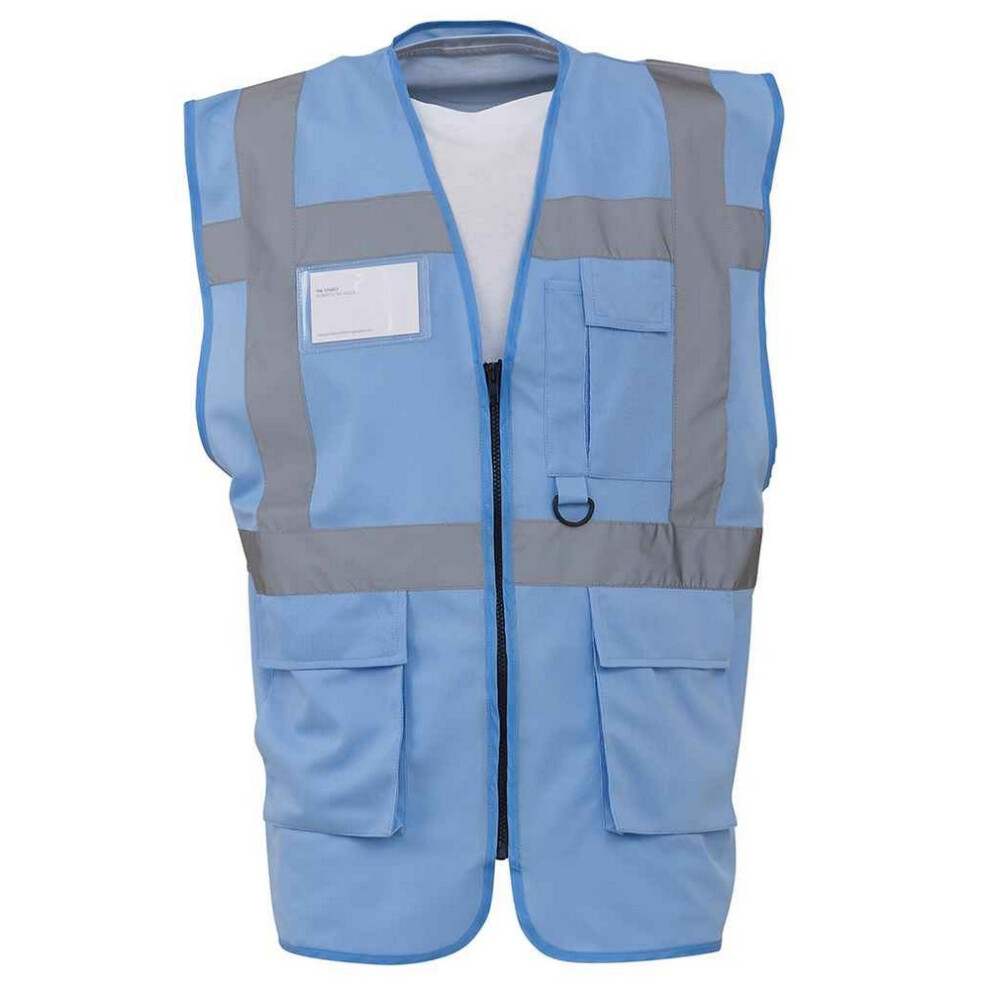 (L, Sky Blue) Yoko Unisex Adult Executive Hi-Vis Waistcoat 5063425858118