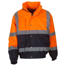 (3XL, Orange/Navy) Yoko Unisex Adult Two Tone Hi-Vis Bomber Jacket