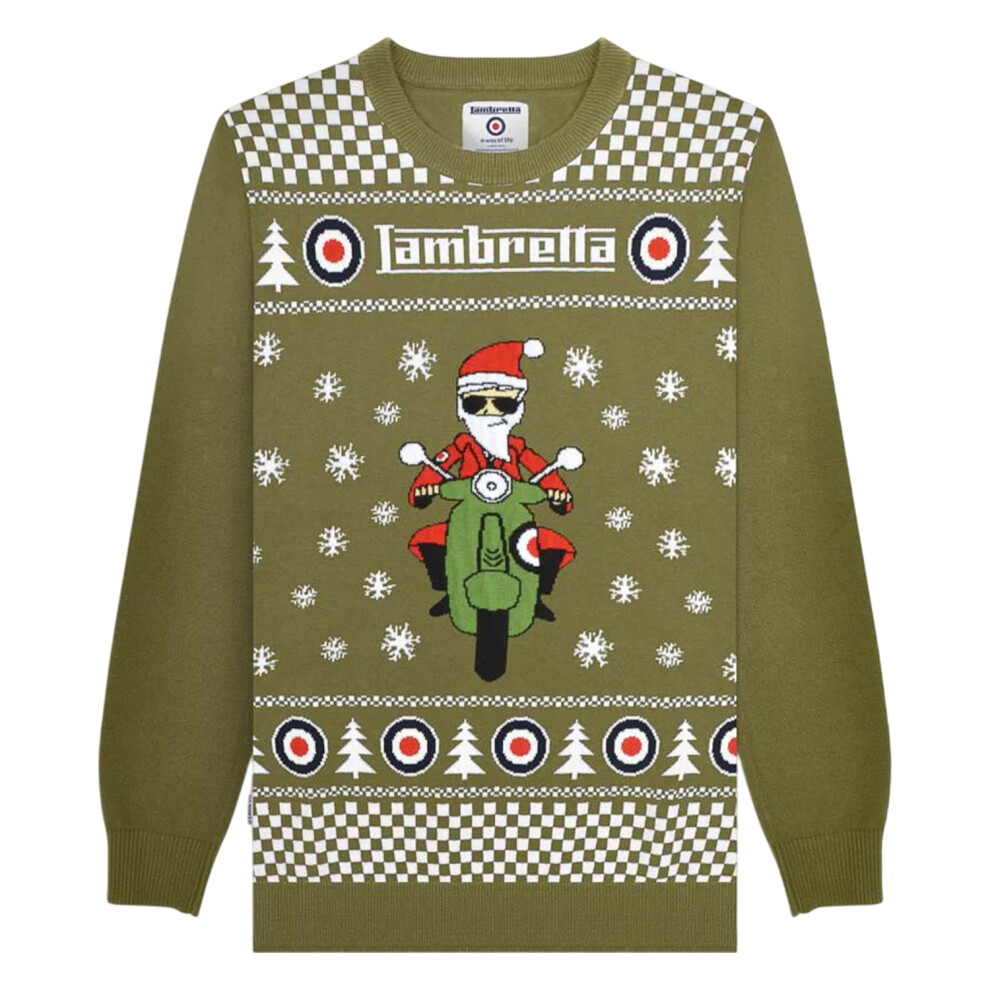 Lambretta (3Xl, Khaki) Mens Aw25 Scooter Christmas Jumper Multicoloured