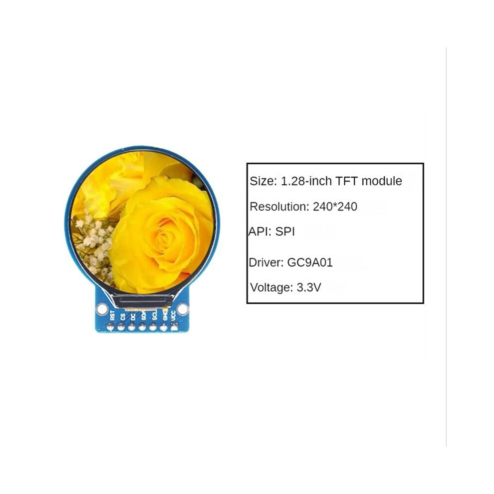 1.28 Inch Tft Lcd Display Module Round Rgb Ips Hd 240X240 Resolution Gc9a01 Driver 4 Wire Spi Interface Adapter Board 6032926524579