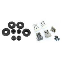 4Pcs RC Car Metal Shock Bracket Kits Shock Sbsorbers Extension Seatfor with 4 Pcs RC Car Tires Wheels Rims Set