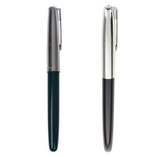 2PCS 616 Fountain Pen Hooded Silver Nib Small Vintage, Green & Black