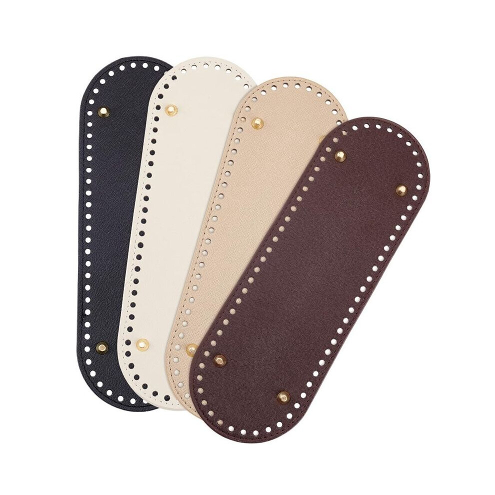 4Pcs Bag Bottom Base Pads, 4 Colors Oval Crochet Bag Bottom Pu Leather Bottom Shaper Pad 10X4.7inch 4713787216477