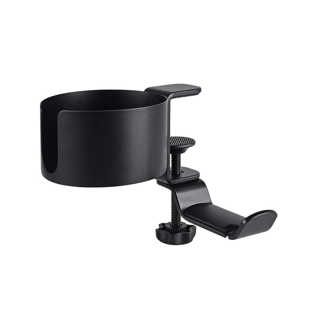 Tlily Desk Cup Holder, 2 In 1 Desk Cup Holder With Headphone Hanger, Anti-Spill Cup Holder For Desk Or Table Black
