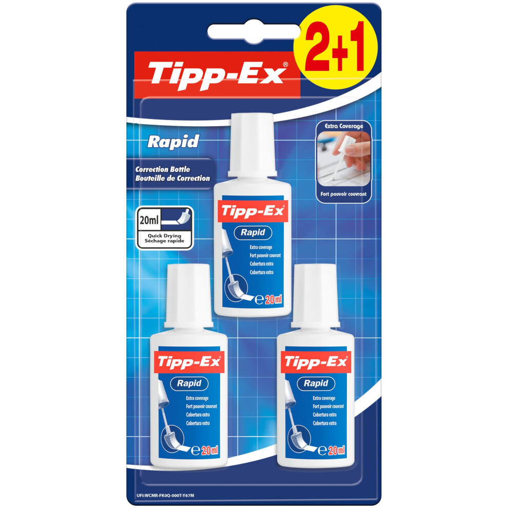 Bic Tipp-Ex Rapid, Correction Fluid Bottle, High Quality Correction Fluid, Excellent