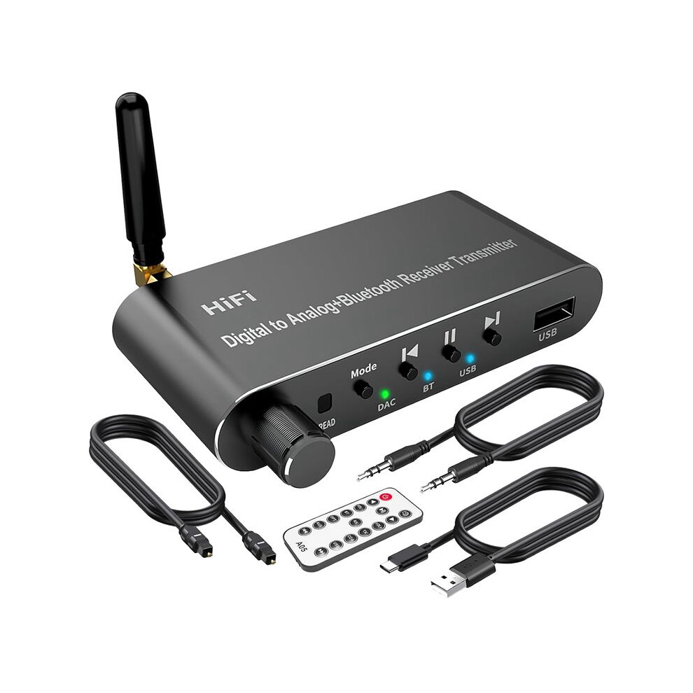 5.1 Transmitter Receiver Digital To Analog Audio Converter Dac Wireless Adaptor, Coax To Analog For Tv, Gaming 4712838044175