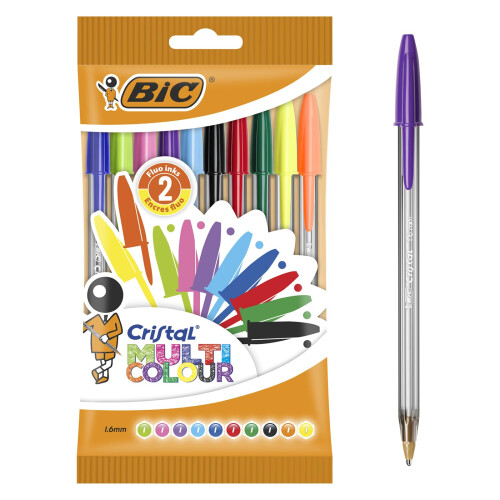 BIC BIC Crystal Multicolour – Pen Bag Pack Of 10 Multicoloured