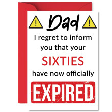 Funny 70th Birthday Cards for Dad - Your Sixties Have Expired - Happy Birthday Card for Dad Daddy Papa from Son Daughter, A5 Banter Joke Humour Bday