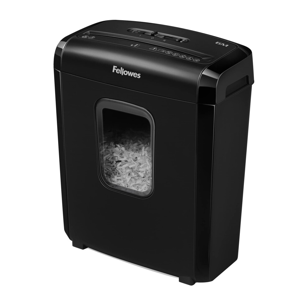 Fellowes Paper Shredder For Home Office Use - 6 Sheet Mini Cut Shredder For Home And Personal Use - Deskside Shredder With 13 Litre Bin And Safety Lo