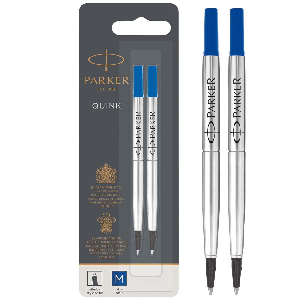 Parker Rollerball Pen Refills | Medium Point | Quink Ink | 2 Count Blue