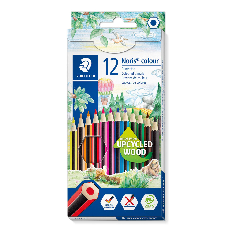 Staedtler 185 C12 Noris Colour Colouring Pencils - 12 Assorted Colours (Pack Of 12 Pencils)