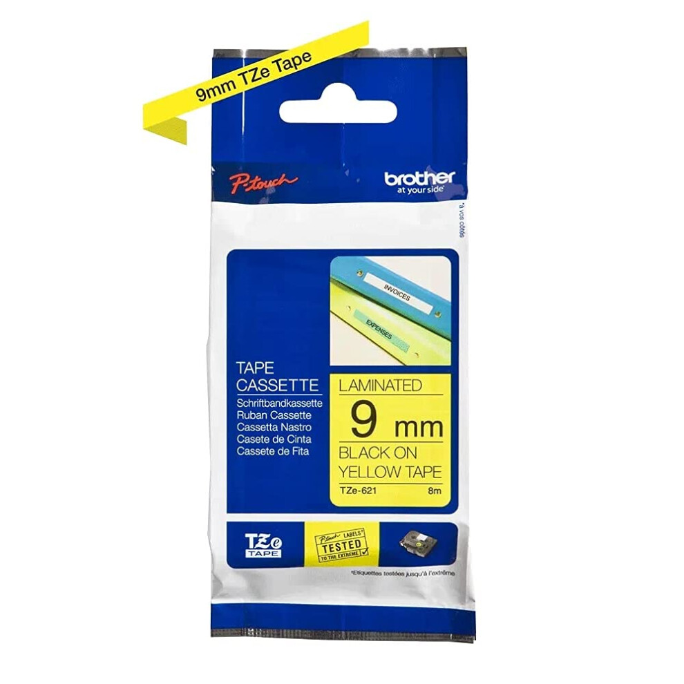 Photos - Other Office Equipment Brother TZe-621 - Black on yellow - Roll  1 cassette(s) laminated tape - for  PT-D210, D600, H110, H200 (0.9 cm x 8 m)