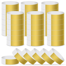ASTARON Event Wristbands 400 Pcs Neon Paper for Events - Gold Party Arm Bands Waterproof Bracelets for Clubs - Lightweight Concert Wristbands