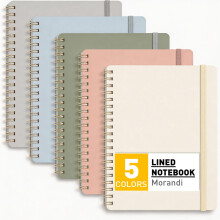 PYNEX 5 Pack Small Lined Spiral Notebook, Writing Book Journals for Women, 350 Sheets, 7mm Feint Ruled 80gsm Thick Paper, Portable Writing 5″ 8″
