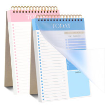 Thboxes 2 Pack To Do List Notebook, Undated Daily Planner A5 Spiral 52 Sheets/104 Page To Do List Pad with Protective Cover for Work Study and Person
