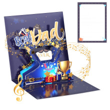 Father's Day Card, Lights & Music Fathers Day Card, 3D Pop Up Greeting Card for Dad, “Best Dad Ever” Happy Fathers Day Card from Daughter Son