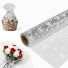 Cellophane Wrap Clear Wrapping Paper Roll 40cm x 30m (Transparent, Star and Snowflake)