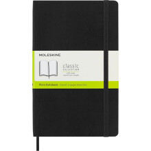 Moleskine Classic Notebook, Notebook With Plain Pages, Soft Cover and Elastic Closure, Black, Large, 13 x 21 cm, 192 Pages