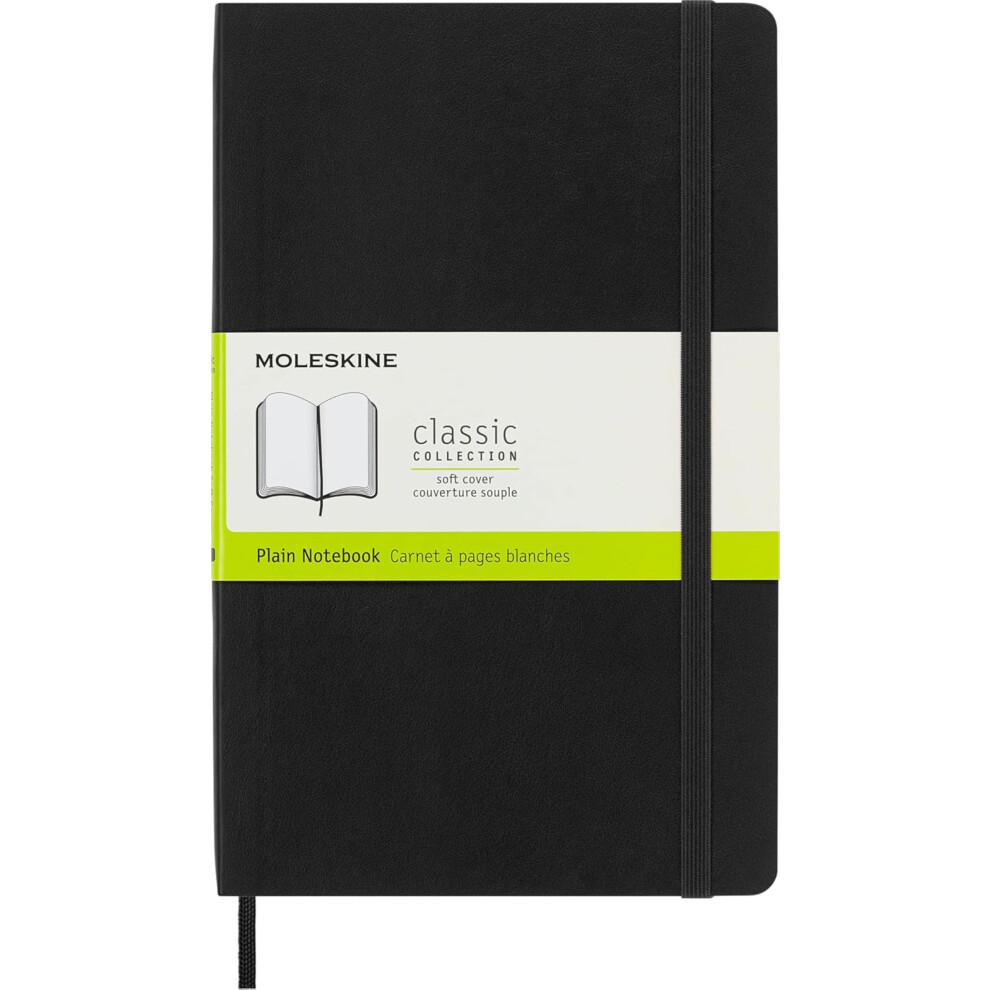 Photos - Notebook Moleskine Classic ,  With Plain Pages, Soft Cover and Elastic Closure, Black, Large, 13 x 21 cm, 192 Pages 