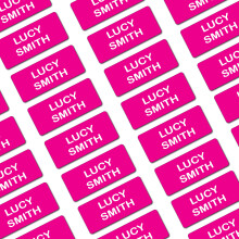 70 Pink Personalised Stick On Name Labels for Clothes Kids, No Iron Just Peel and Stick! Suitable for School Uniform, Name Tags, Care Home, Nursery's