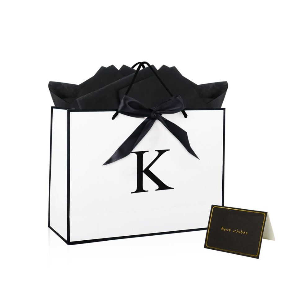 Photos - Office Paper Medium Gift Bag with Tissue Paper and Card, 11 Inches Birthday Gift Bag for Presents White Gift Bag for Birthday Wedding Bab
