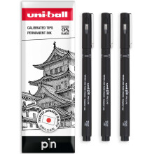 uni-ball PIN Fineliners | Black Fine Tipped Writing Pens | Water & Fade Resistant Ink | Ideal for Sketching, Scrapbooking, Outlining, Art, Technical