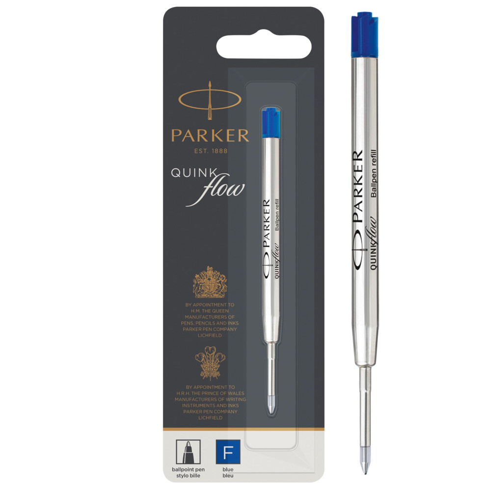 Parker Ballpoint Pen Ink Refill | Fine Tip | Quinkflow Ink | 1 Count Blue