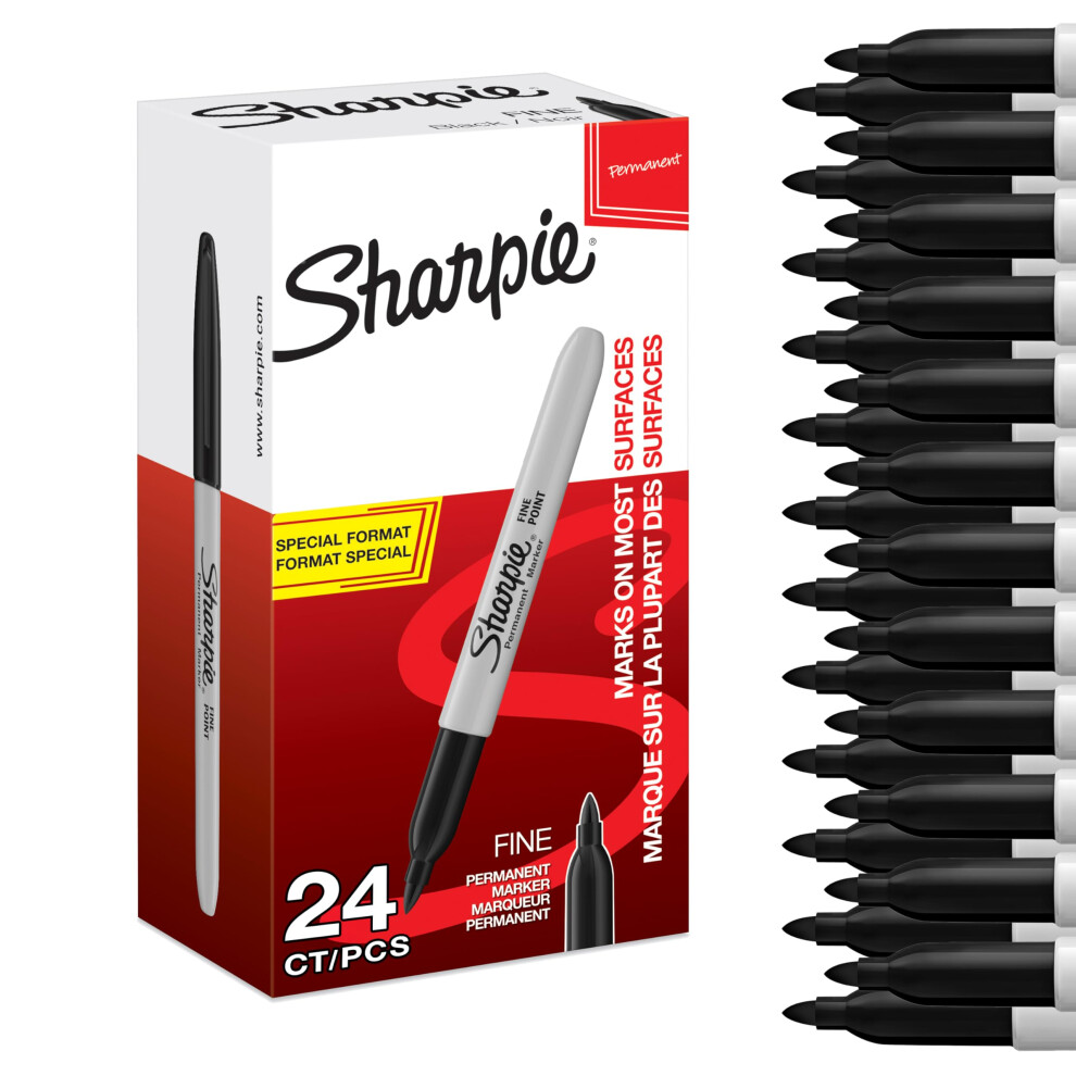 Sharpie Permanent Markers Fine Point For Bold Details Ink 24 Marker Pens Black