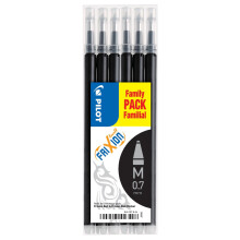 Frixion 0.7 mm Tip Pilot Refill for Rollerball Pen - Black (Pack of 6)
