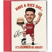 Declan Rice Arsenal Autograph Birthday Card | Funny “Have a Rice Day” | Football Parody Card | Inspired Autograph Design | For Him, Dad, Brother,