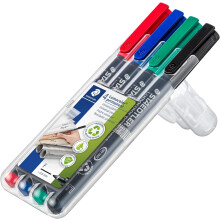 STAEDTLER 318 WP4 Lumocolor Permanent Pen, Fine Line Width, 0.6mm - Assorted Col