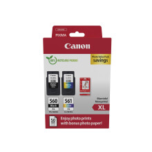 Canon Ink & Paper Multipack - PG-560XL/CL-561XL Genuine Printer Ink Cartridges 2 Pack (1 x Black XL, 1 x Colour XL) & 4x6 Photo Paper (50 x Sheets)