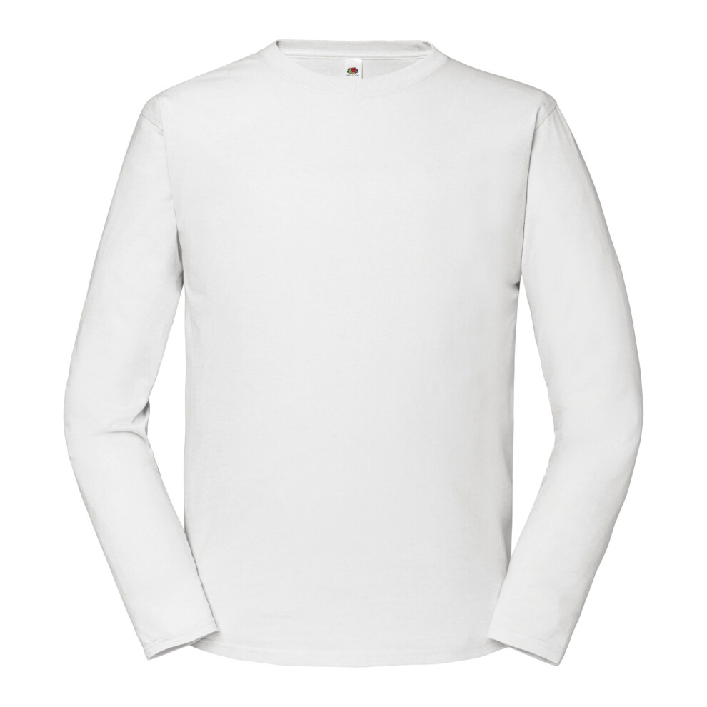 Fruit Of The Loom (M, White) Mens Iconic Premium Long-Sleeved T-Shirt