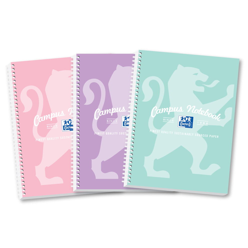 Photos - Other Office Equipment Oxford Campus Pastel A4 Notebooks, 140 Page Wirebound Pads with Premium Optik Pa