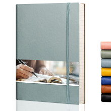 EMSHOI B5 Notebook Lined Journal, 204 Numbered Pages, Extra Large Softcover Note Book with Sticky Notes, 100gsm Thick Paper, Vegan Leather Notepad fo