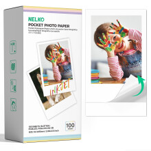 Nelko 52.3x90mm Premium Photo Paper, 100-Pack Genuine PP01 Pocket Printer Paper, Sticky Back Picture Paper, Compatible with Nelko PP01 Photo Printer,