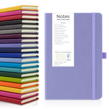 Notes London 50 x Bulk Pack of Eco A5 Notebook with Lined Pages, Pen Loop, Ribbon, Date Marks, Paper Pocket, Numbered Pages, Contents Page, Medium Jo