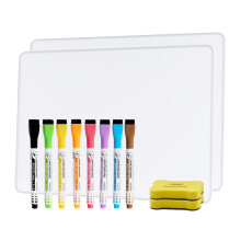 A3 Whiteboard with Grey Edging 2 Pack - Large Whiteboard with White Board Pens & Erasers, Smooth Writing & Easy to Wipe, Suitable for Kids, Students,