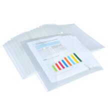 Rapesco 1496 ECO Recycled Popper Wallets, A4+, Clear Transparent, Pack of 20