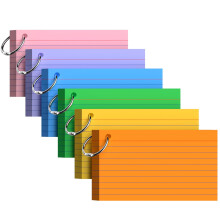 300PCS Flash Cards Revision 3x5 Flashcards, Index Cards 3x5 Cue Cards, Colored Lined Paper Cards Revision Flash Note Cards with Metal Binder Ring, Re