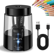 ZMOL Electric Pencil Sharpener,Professional Automatic Pencil Sharpener with Container, Auto Stop, Rechargeable Sharpeners for Colored Pencils(6-8mm),