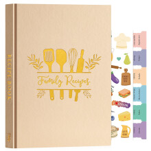 Lanpn Blank Recipe Book Journal for 70 Recipes, Waterproof B5 Empty Cooking Notebook to Write in Your Own Recipes, Leather Cover Cookbook with Sticke