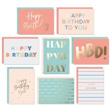 Set of 24 Gold Foil Bulk Birthday Cards Assortment – Bulk Happy Day pages with Envelopes Box Set – Assorted Blank celebration sheets for Women, Me