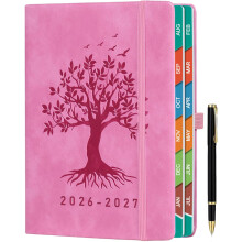 Academic Diary 2026-2027 Page a Day A5 with Monthly View, Mid Year Daily Planner from Aug 2026 to July 2027, Hardcover, Colorful Tabs, Notes, Pen Set