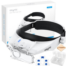 eSynic 1.5X-13X Head Magnifying Glass with LED Light Rechargeable Headband Magnifier Glasses Comfortable Wear Headmount |Touch Control |Battery Warni