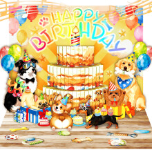 Timogift 3D Pop Up Birthday Card with Music Lights & Blowable CANDLE, Funny Dog Musical Birthday Cards, Birthday Gifts for Women Sister Wife Friends