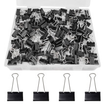 120 Pcs Binder Clips 19mm, Small Foldback Clips, Metal Black Paper Clips Paper Clamps, Small Bulldog Clips for Office Supplies, Home, Kitchen, Shops,