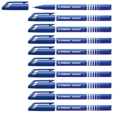 STABILO SENSOR fine - Fineliner with Cushioned F-Tip - Pack of 10 - Blue